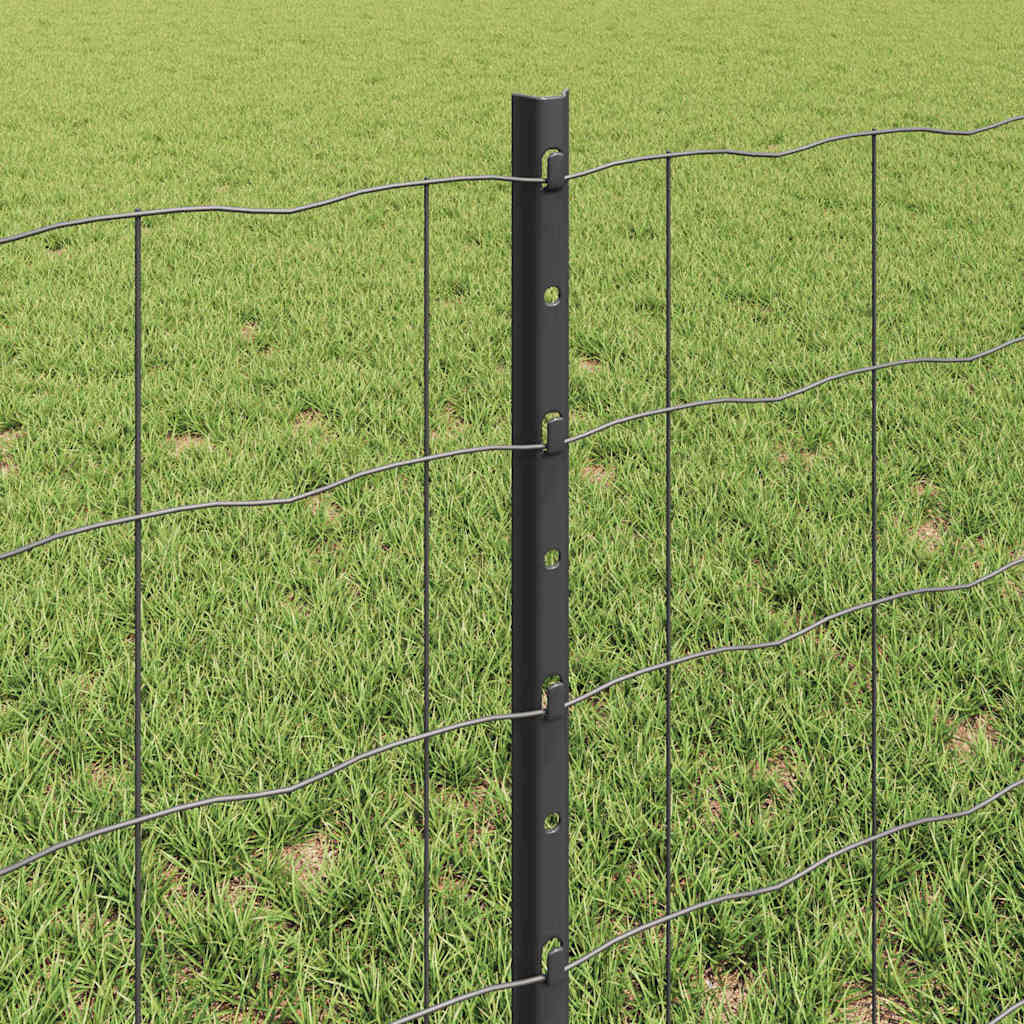 Euro Fence with Post 25 x 0.6 m PVC-Coated Steel Grey Mesh