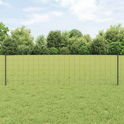 Euro Fence with Post 25 x 0.6 m PVC-Coated Steel Grey Mesh