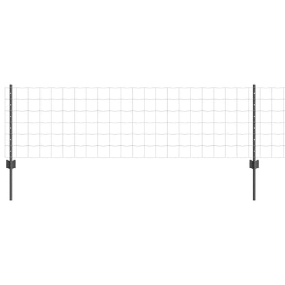Euro Fence with Post 25 x 0.6 m PVC-Coated Steel Grey Mesh