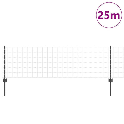 Euro Fence with Post 25 x 0.6 m PVC-Coated Steel Grey Mesh