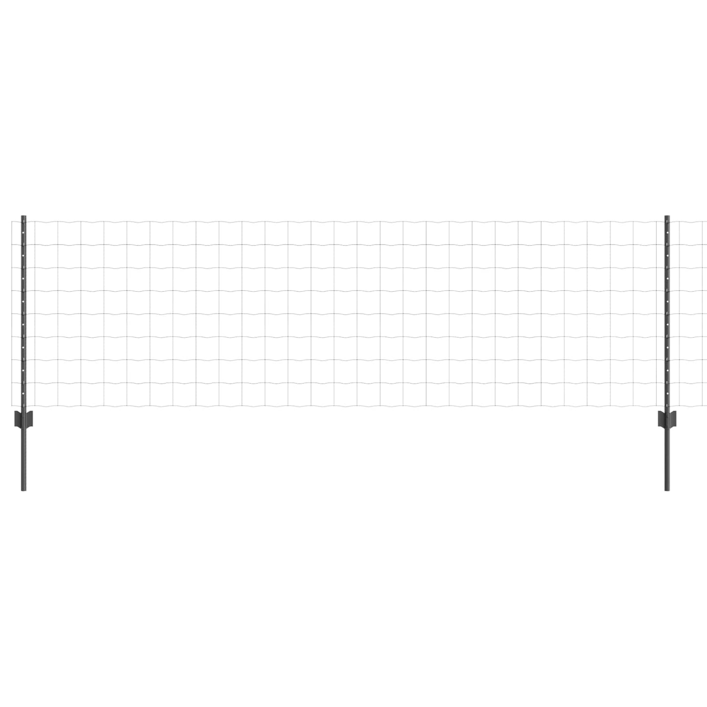 Euro Fence with Post 25 x 0.8 m PVC-Coated Steel Grey Mesh