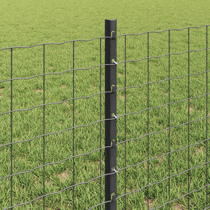 Euro Fence with Post 50 x 0.6 m PVC-Coated Steel Grey Mesh