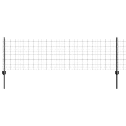 Euro Fence with Post 50 x 0.6 m PVC-Coated Steel Grey Mesh