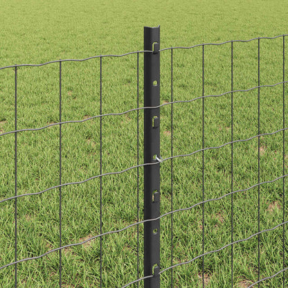 Euro Fence with Post 50 x 0.6 m PVC-Coated Steel Grey Mesh