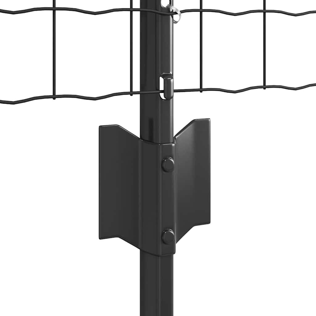 Euro Fence with Post 50 x 0.6 m PVC-Coated Steel Grey Mesh