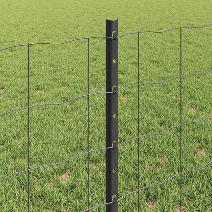 Euro Fence with Post 50 x 0.6 m PVC-Coated Steel Grey Mesh