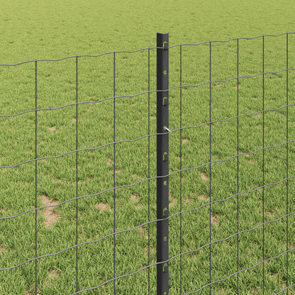 Euro Fence with Post 10 x 1 m PVC-Coated Steel Grey Mesh
