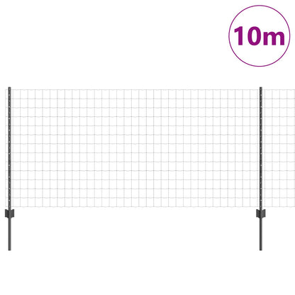 Euro Fence with Post 10 x 1 m PVC-Coated Steel Grey Mesh