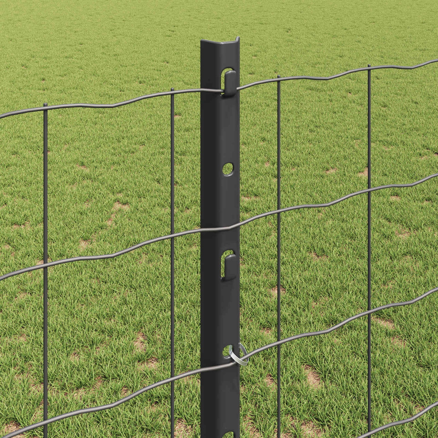 Euro Fence with Post 10 x 1.2 m PVC-Coated Steel Grey Mesh