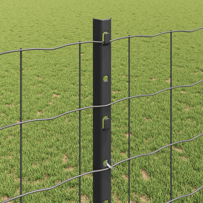Euro Fence with Post 10 x 1.2 m PVC-Coated Steel Grey Mesh