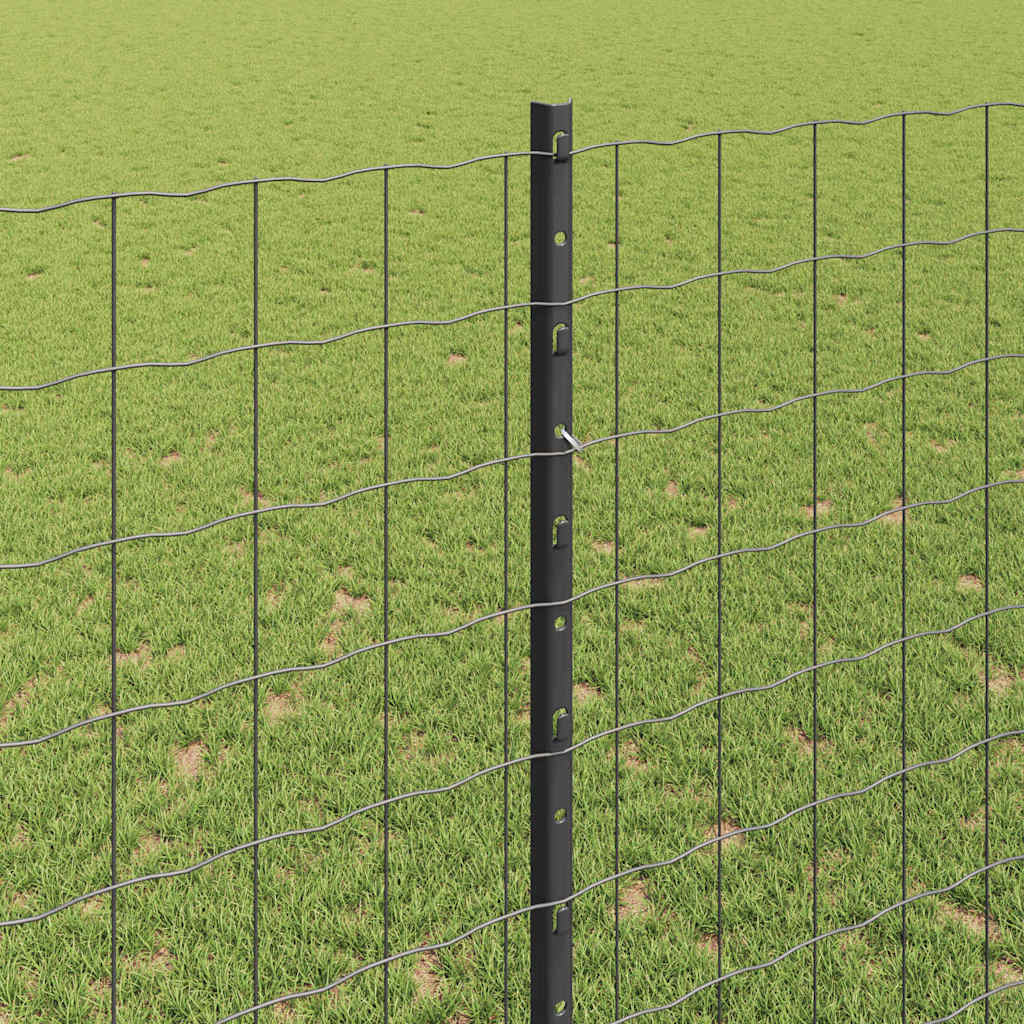 Euro Fence with Post 10 x 1.4 m PVC-Coated Steel Grey Mesh