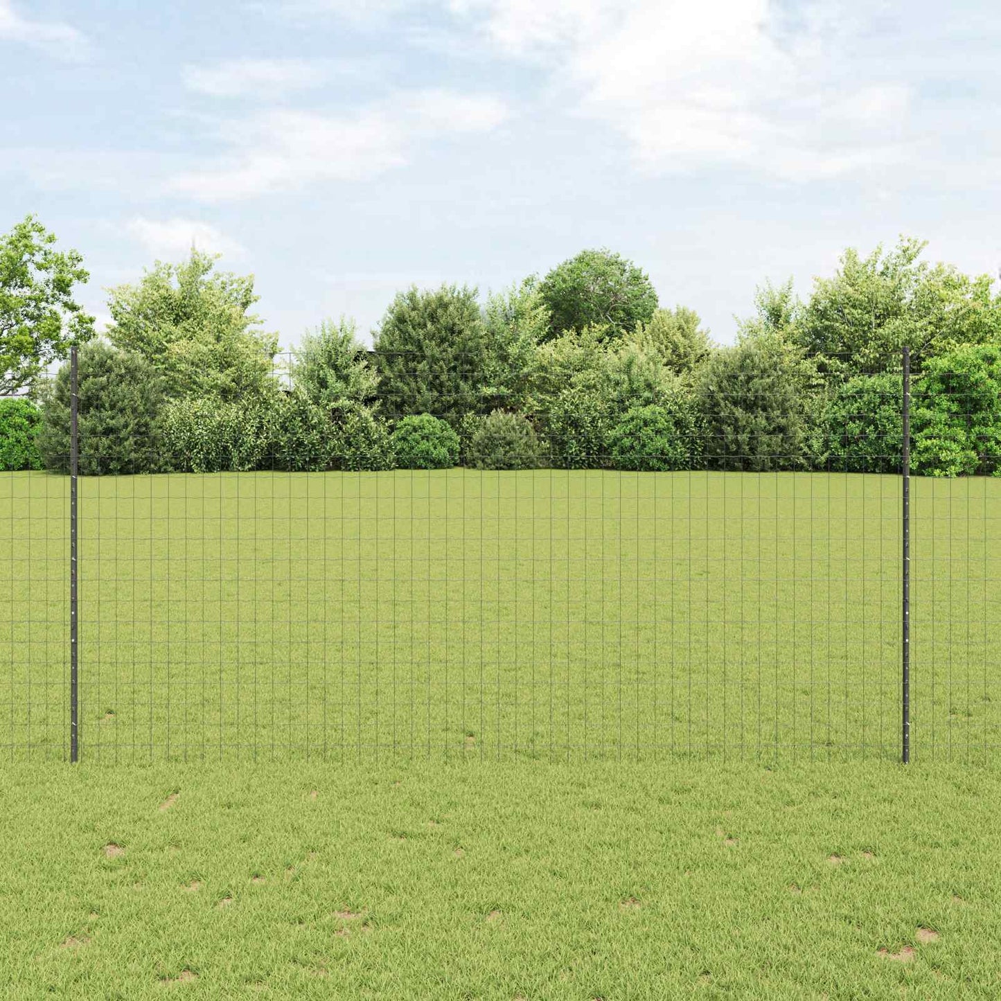Euro Fence with Post 10 x 1.5 m PVC-Coated Steel Grey Mesh
