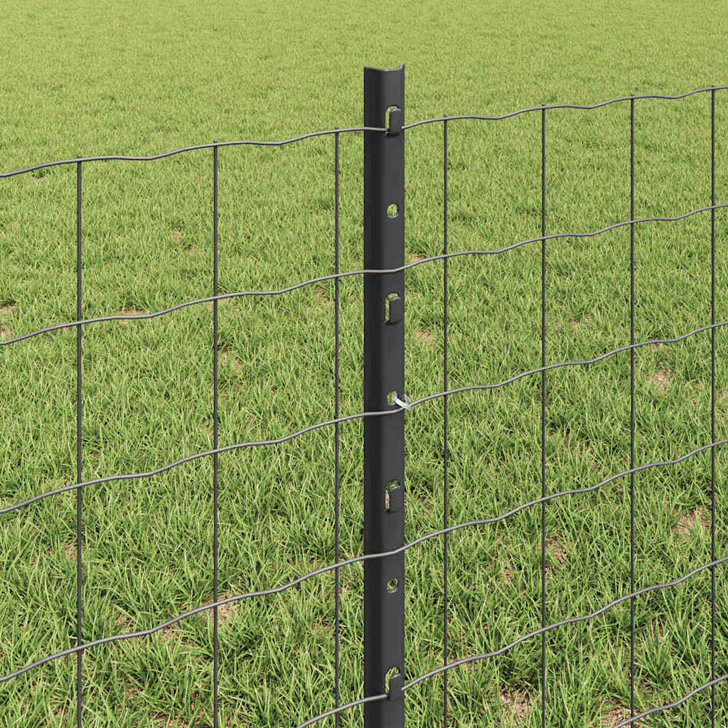 Euro Fence with Post 25 x 0.6 m PVC-Coated Steel Grey Mesh
