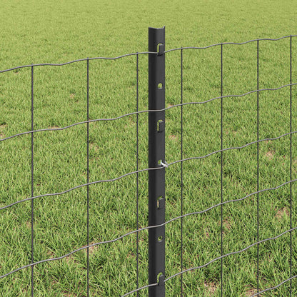 Euro Fence with Post 25 x 0.6 m PVC-Coated Steel Grey Mesh