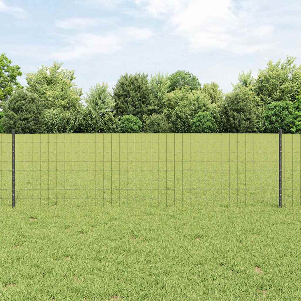 Euro Fence with Post 25 x 0.6 m PVC-Coated Steel Grey Mesh