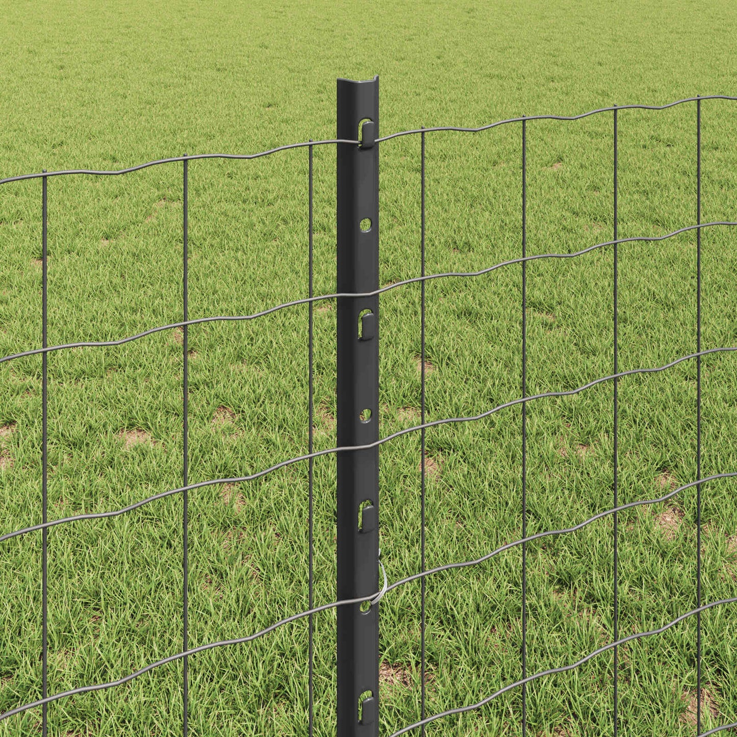 Euro Fence with Post 25 x 0.8 m PVC-Coated Steel Grey Mesh