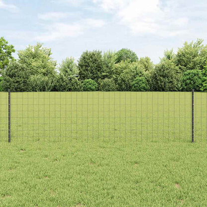 Euro Fence with Post 50 x 0.6 m PVC-Coated Steel Grey Mesh