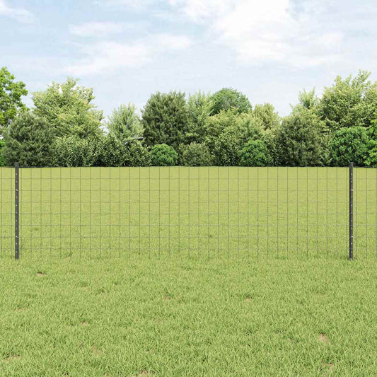 Euro Fence with Post 50 x 0.6 m PVC-Coated Steel Grey Mesh