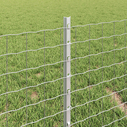 Euro Fence with Post 10 x 0.4 m Galvanised Steel Silver Mesh
