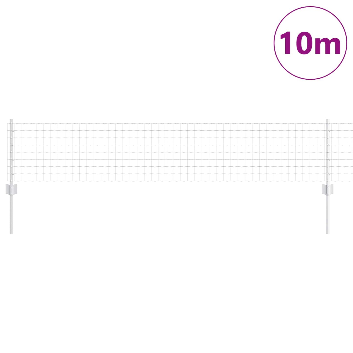 Euro Fence with Post 10 x 0.4 m Galvanised Steel Silver Mesh