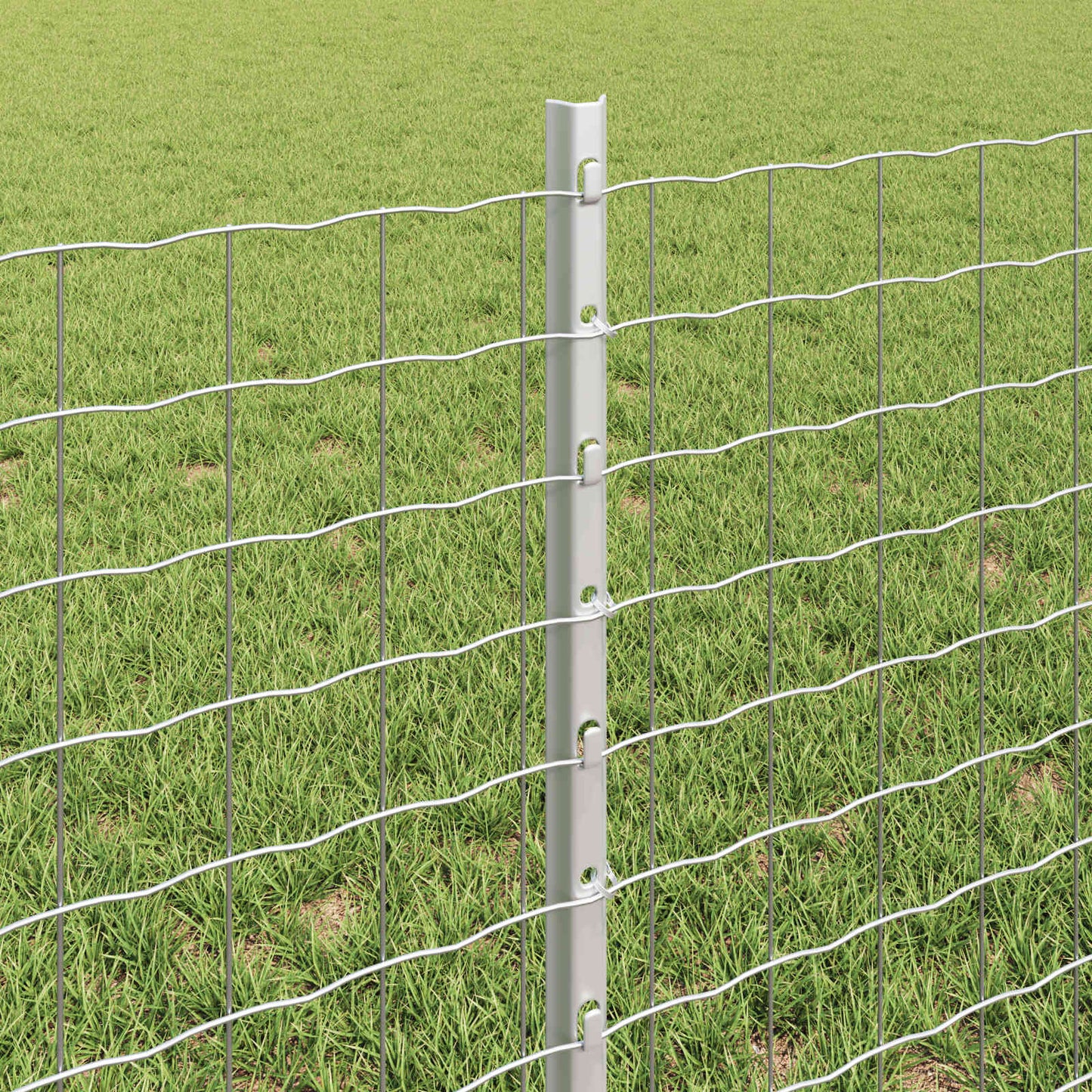 Euro Fence with Post 10 x 0.6 m Galvanised Steel Silver Mesh