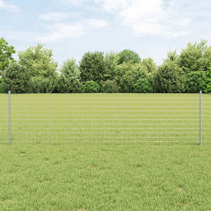 Euro Fence with Post 10 x 0.6 m Galvanised Steel Silver Mesh