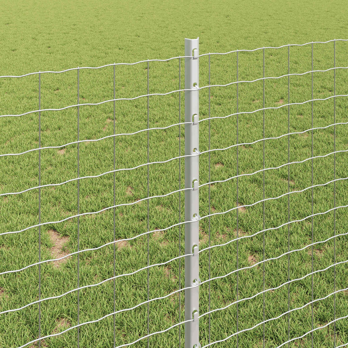 Euro Fence with Post 10 x 1 m Galvanised Steel Silver Mesh