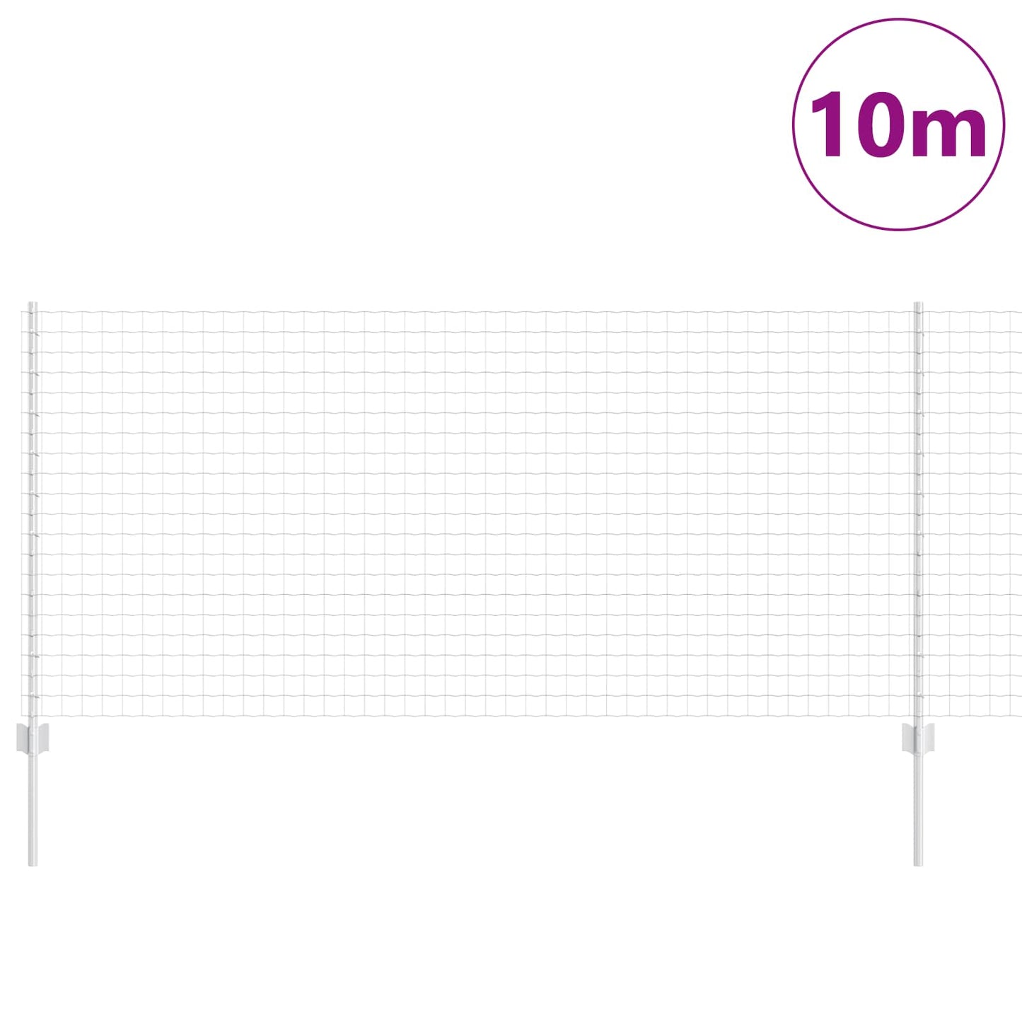 Euro Fence with Post 10 x 1 m Galvanised Steel Silver Mesh
