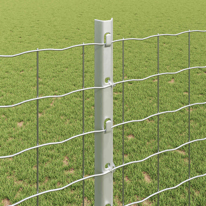Euro Fence with Post 10 x 1.2 m Galvanised Steel Silver Mesh