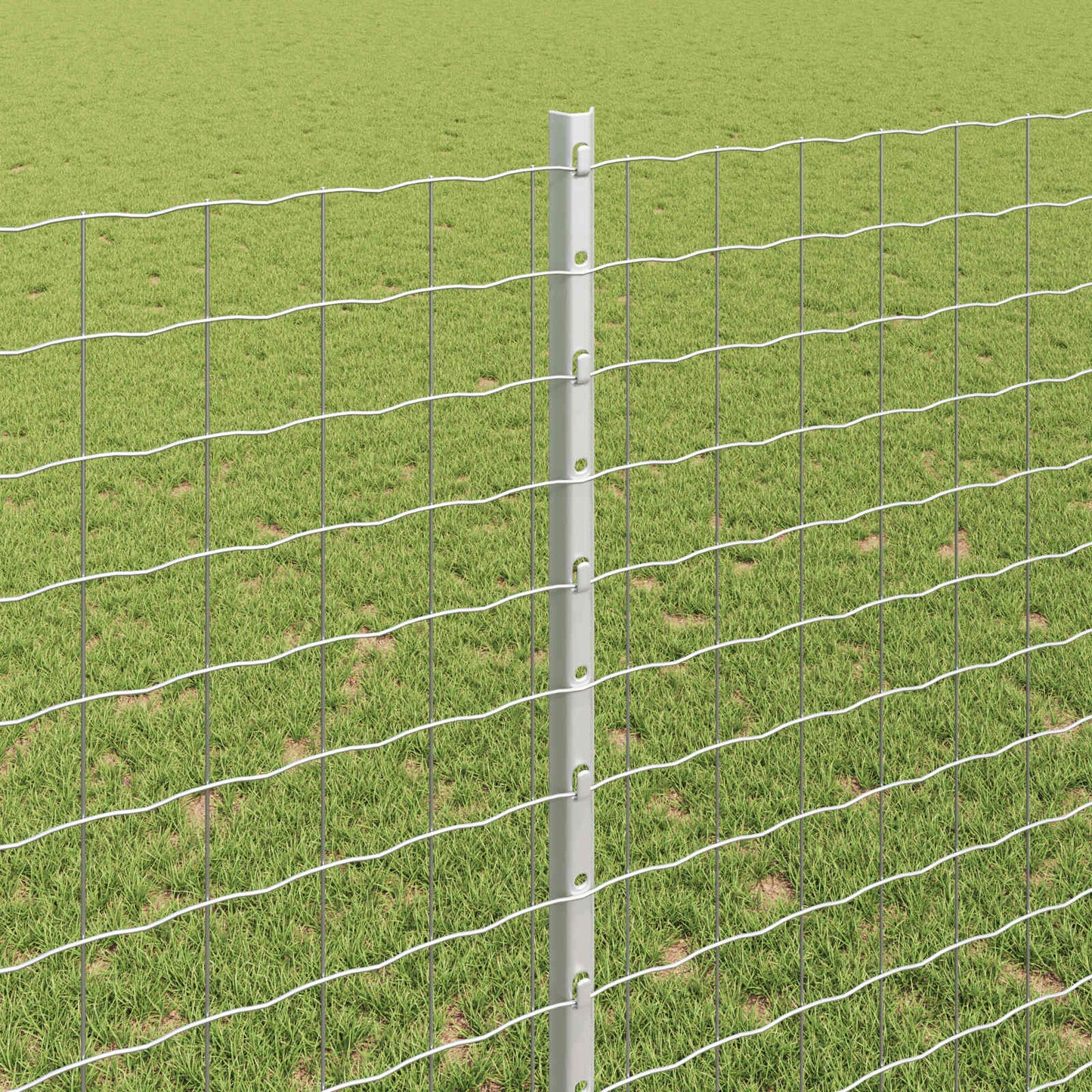 Euro Fence with Post 10 x 1.4 m Galvanised Steel Silver Mesh