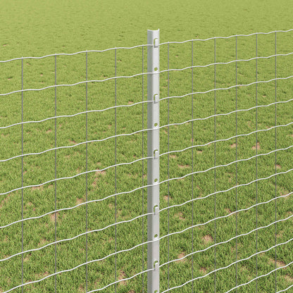 Euro Fence with Post 10 x 1.4 m Galvanised Steel Silver Mesh