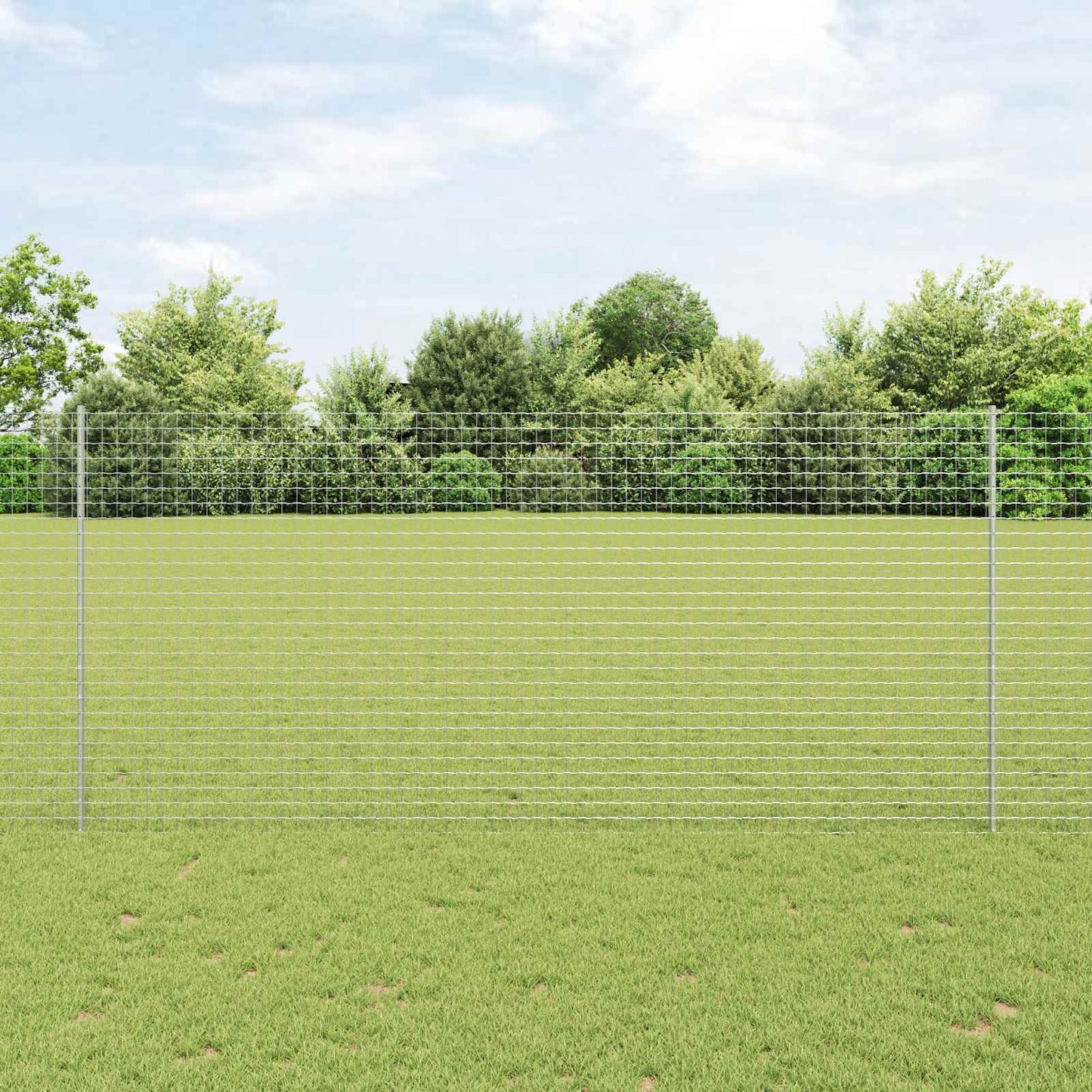 Euro Fence with Post 10 x 1.4 m Galvanised Steel Silver Mesh