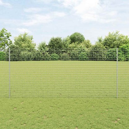 Euro Fence with Post 10 x 1.4 m Galvanised Steel Silver Mesh