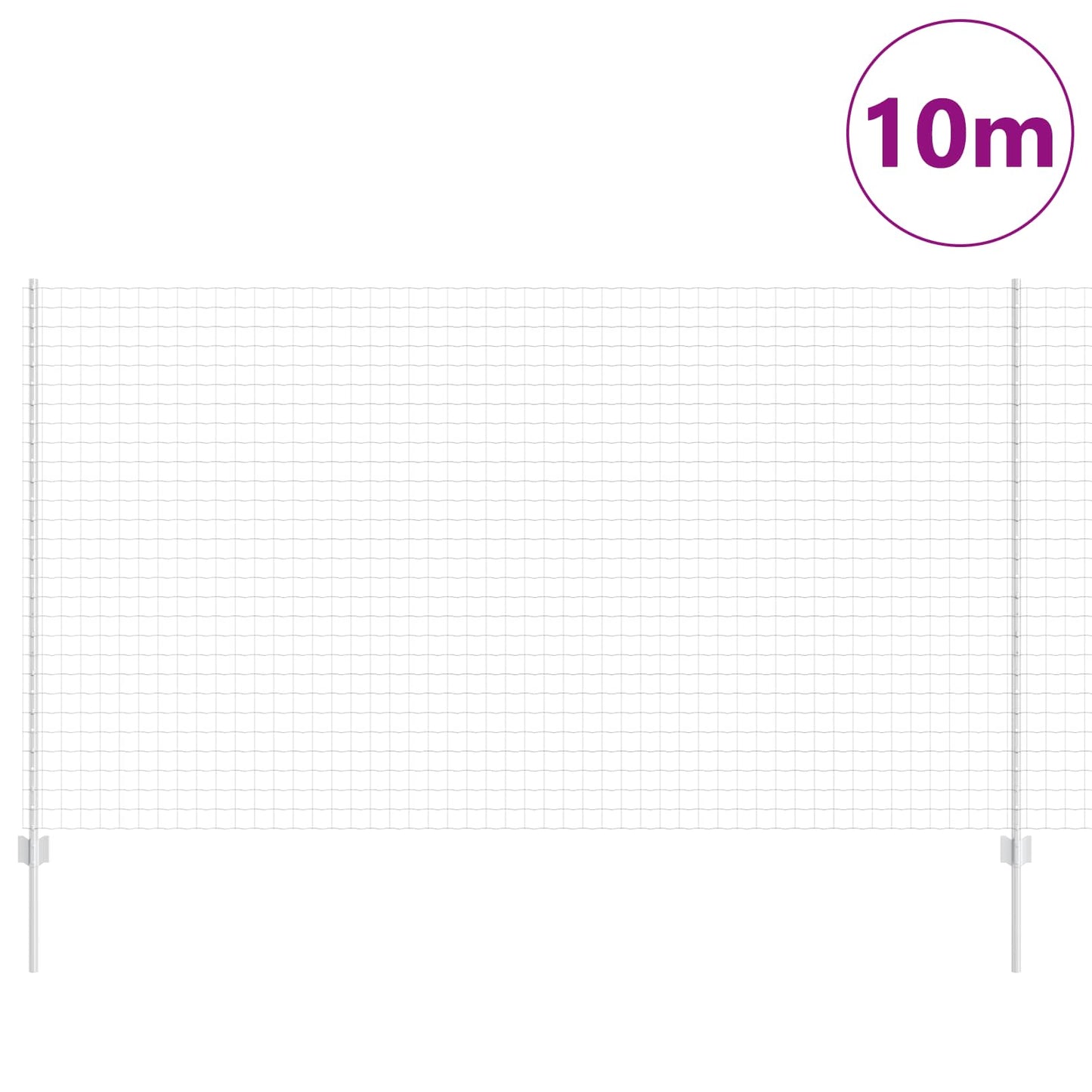 Euro Fence with Post 10 x 1.4 m Galvanised Steel Silver Mesh