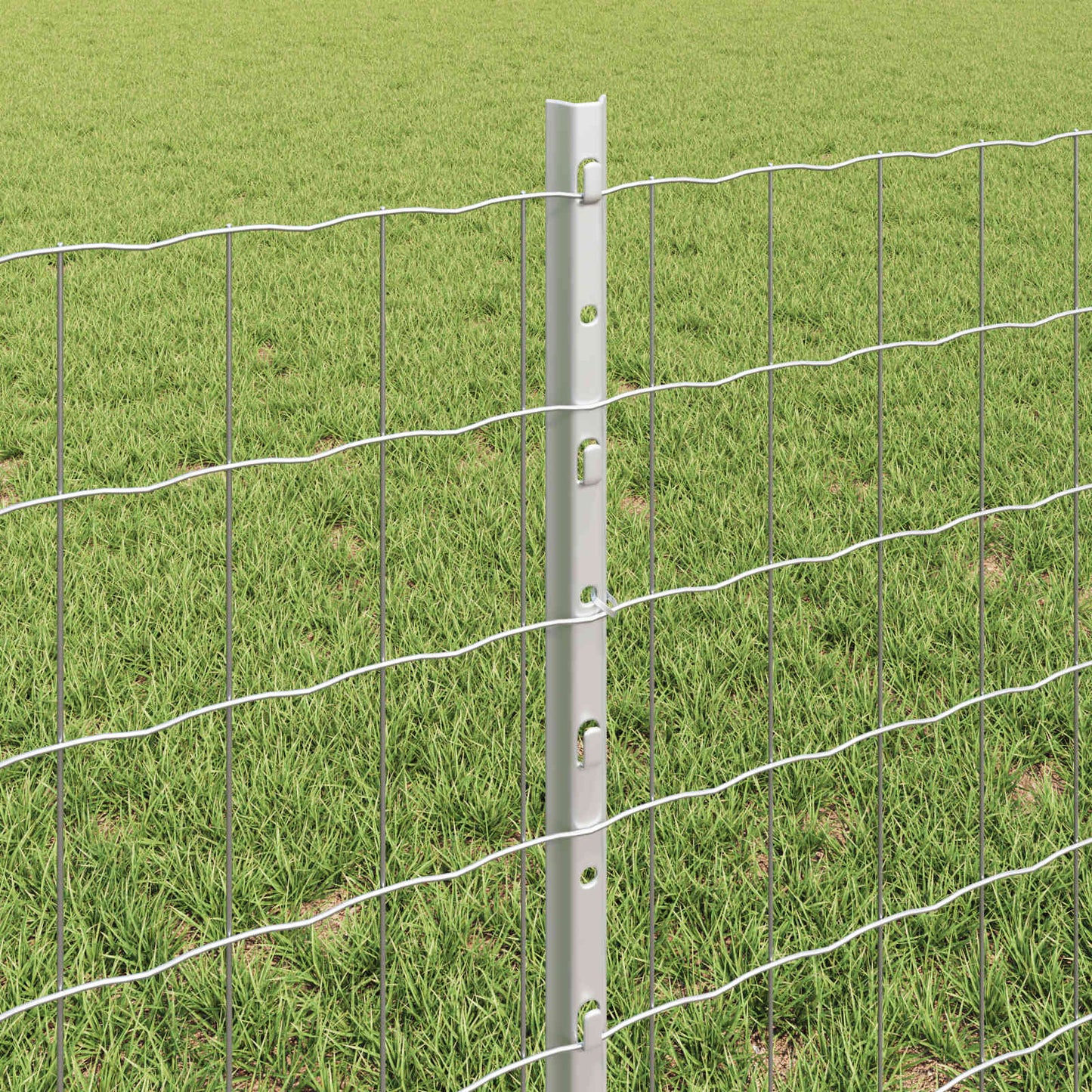 Euro Fence with Post 10 x 0.6 m Galvanised Steel Silver Mesh