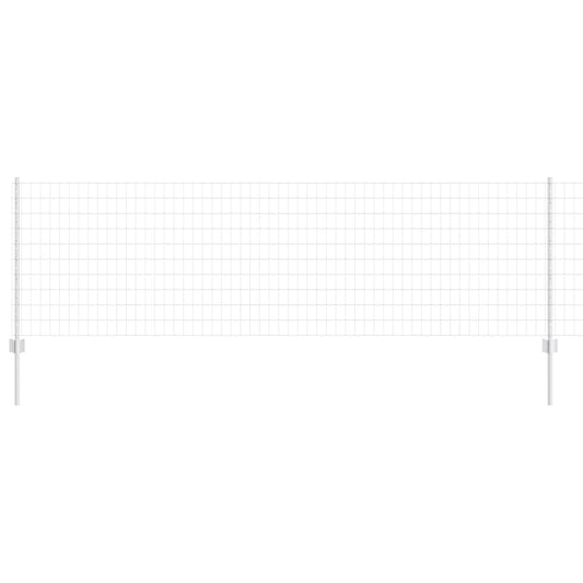 Euro Fence with Post 10 x 0.8 m Galvanised Steel Silver Mesh