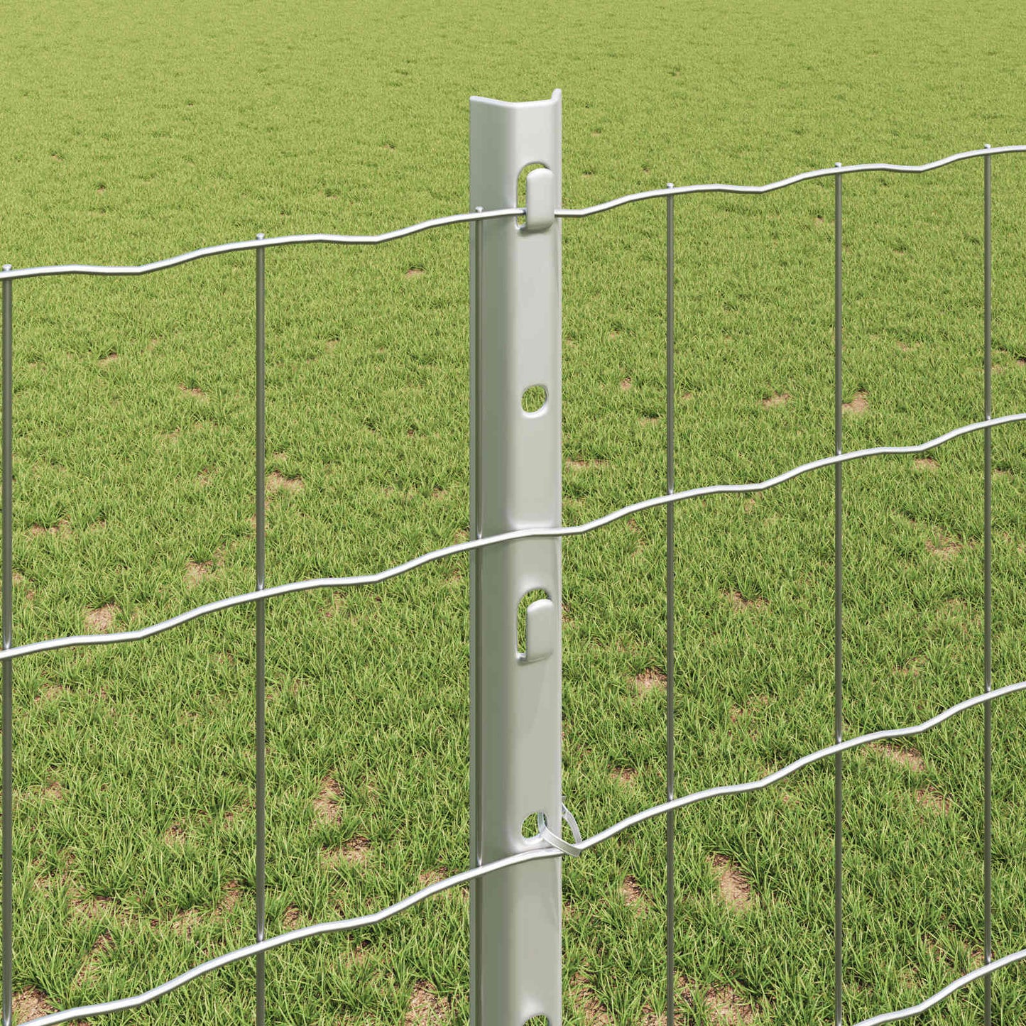 Euro Fence with Post 10 x 1.2 m Galvanised Steel Silver Mesh