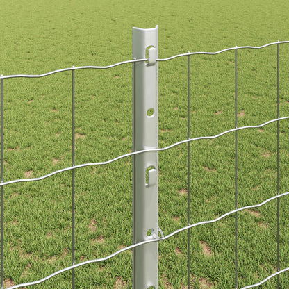 Euro Fence with Post 10 x 1.2 m Galvanised Steel Silver Mesh