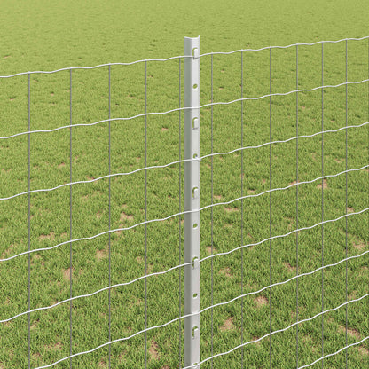 Euro Fence with Post 10 x 1.4 m Galvanised Steel Silver Mesh