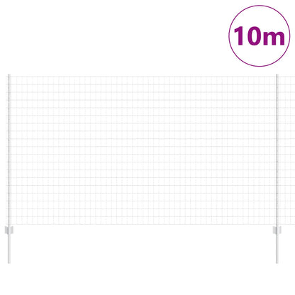 Euro Fence with Post 10 x 1.4 m Galvanised Steel Silver Mesh