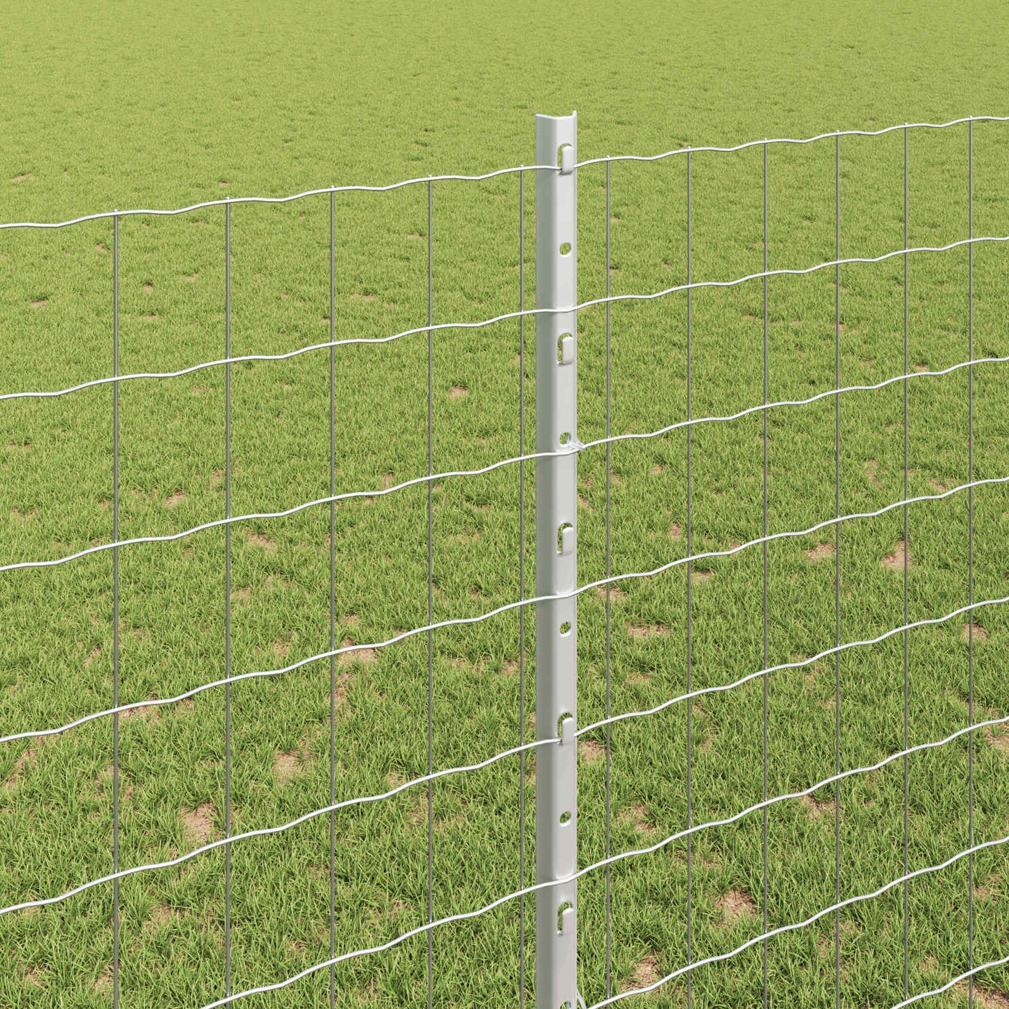 Euro Fence with Post 10 x 1.6 m Galvanised Steel Silver Mesh