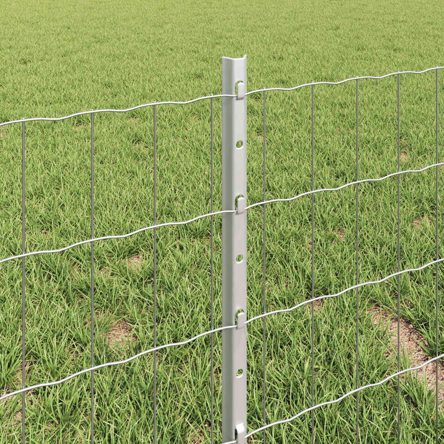 Euro Fence with Post 10 x 0.4 m Galvanised Steel Silver Mesh