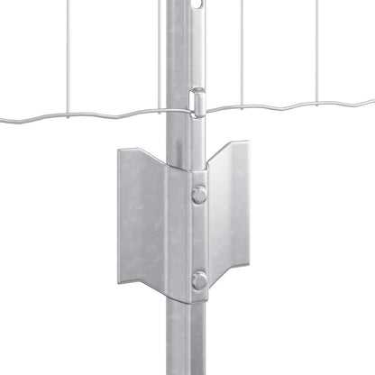 Euro Fence with Post 10 x 0.8 m Galvanised Steel Silver Mesh