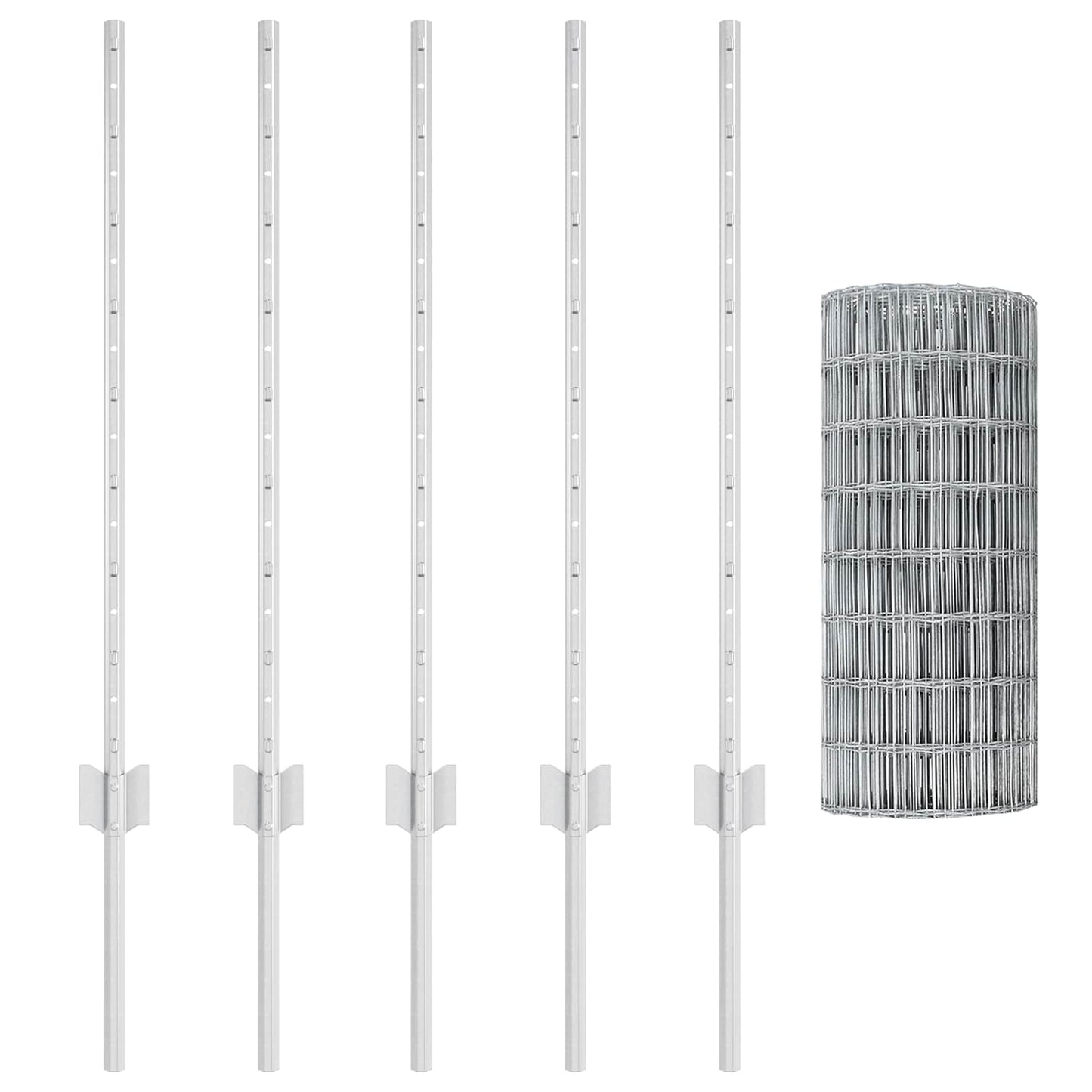 Euro Fence with Post 10 x 0.8 m Galvanised Steel Silver Mesh