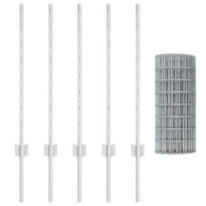 Euro Fence with Post 10 x 0.8 m Galvanised Steel Silver Mesh