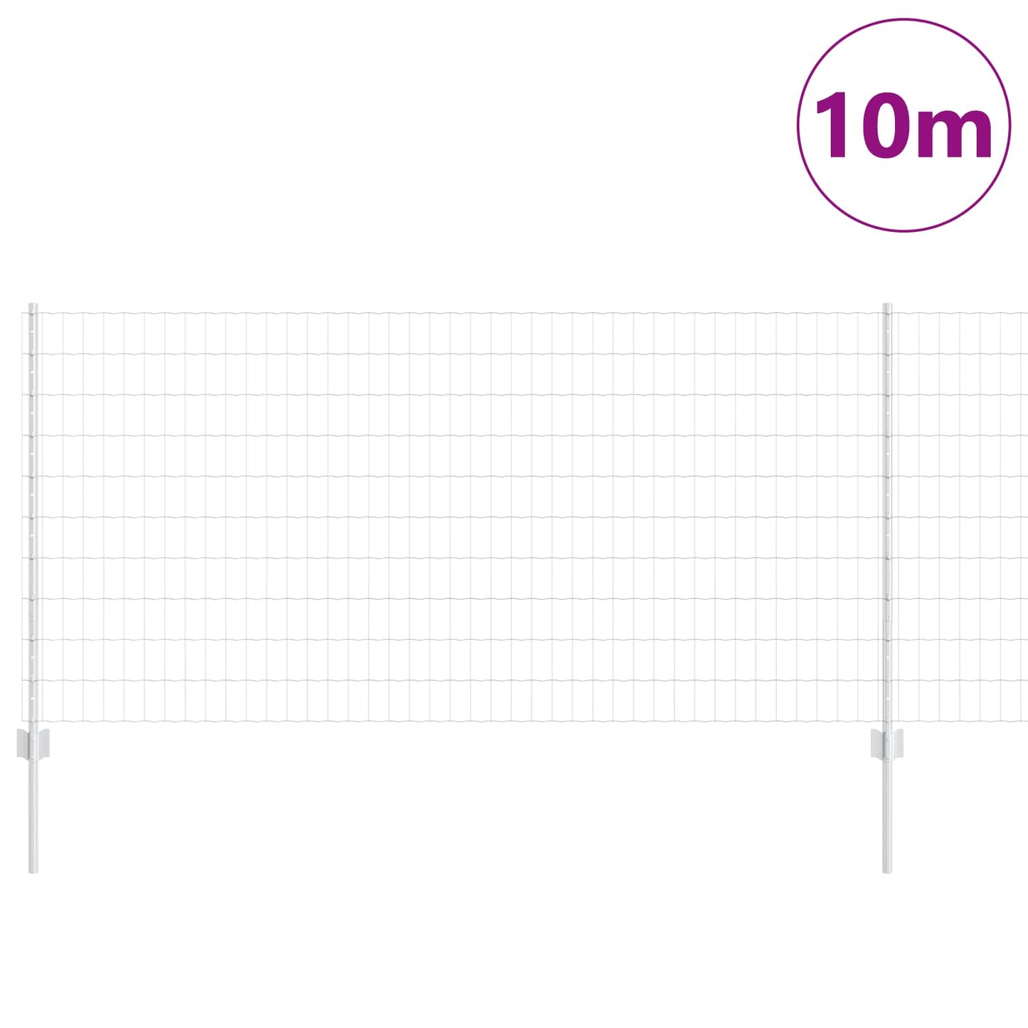 Euro Fence with Post 10 x 1 m Galvanised Steel Silver Mesh