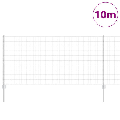 Euro Fence with Post 10 x 1 m Galvanised Steel Silver Mesh