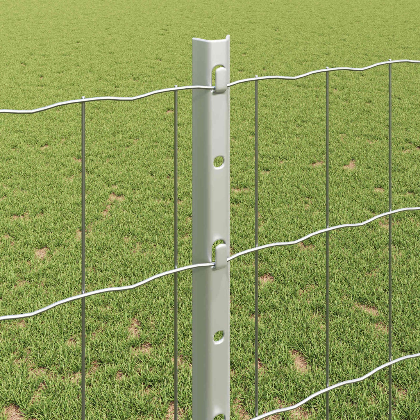 Euro Fence with Post 10 x 1.2 m Galvanised Steel Silver Mesh