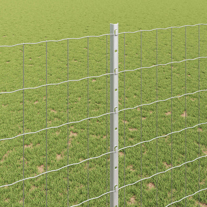 Euro Fence with Post 10 x 1.5 m Galvanised Steel Silver Mesh