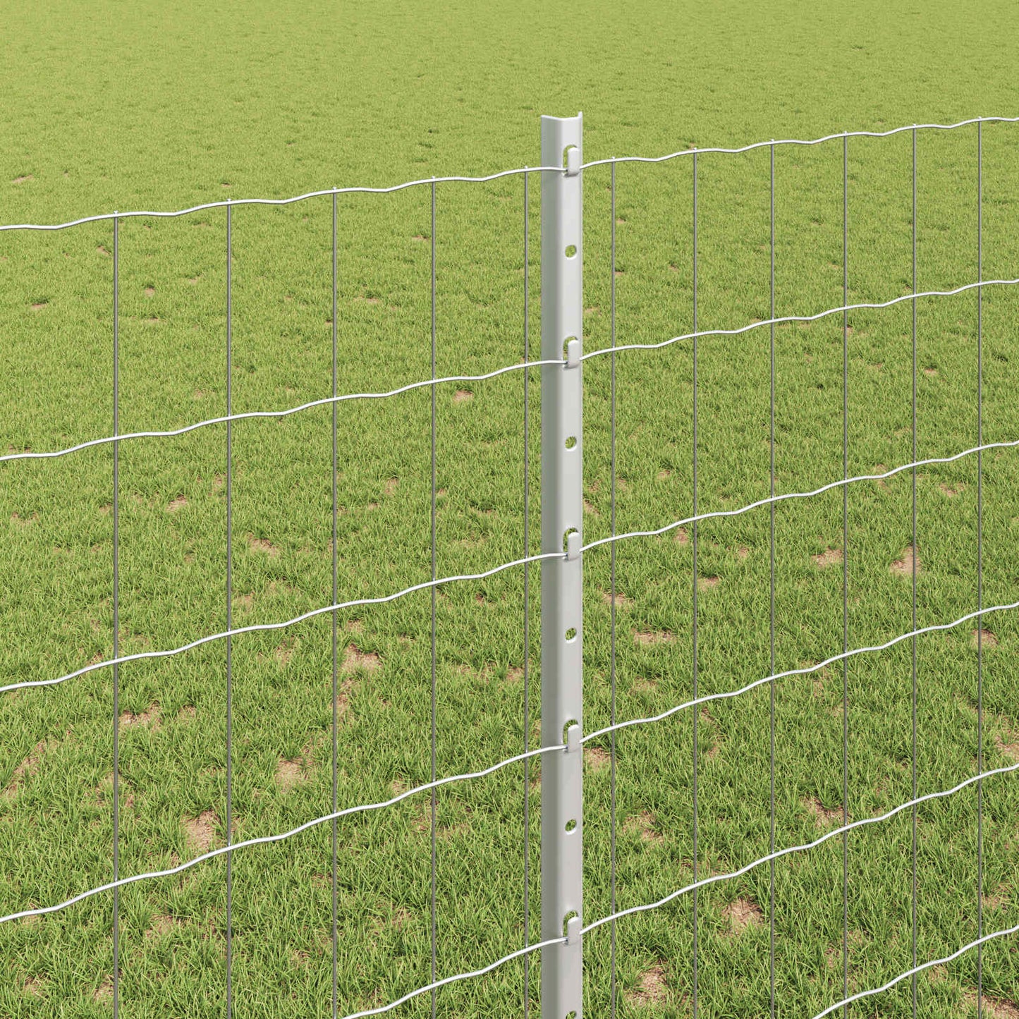 Euro Fence with Post 10 x 1.6 m Galvanised Steel Silver Mesh